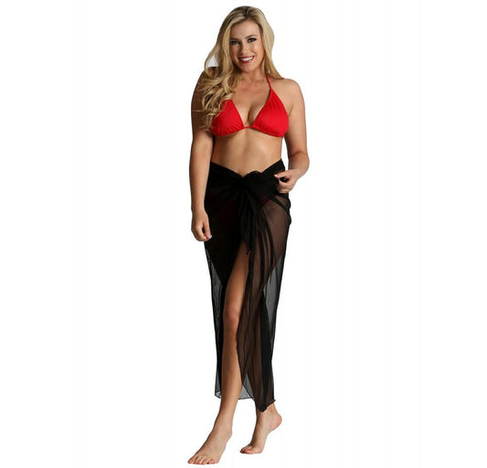 InstantFigure Long Sheer Mesh Cover-up Sarong 33631